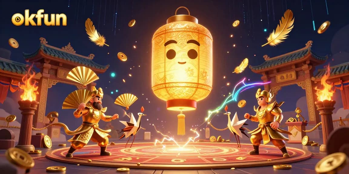 Immerse in okfun's thrilling world of online games, featuring vibrant lantern spirits and dynamic casino elements.