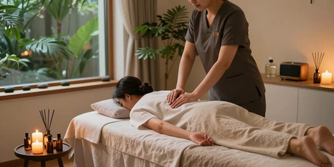 Relaxing 의정부출장마사지 session with professional therapist in serene atmosphere.