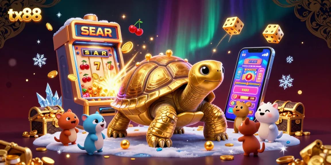 Experience thrilling gameplay at tx88 with a vibrant 3D illustration featuring a casino scene full of action.