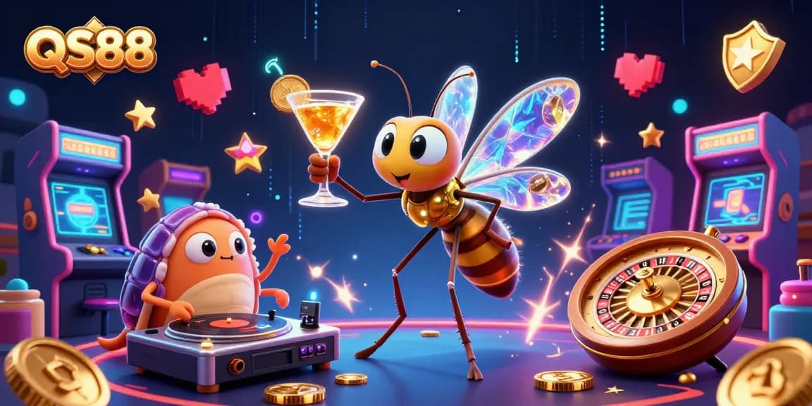 Engage with exciting gameplay at QS88 with a vibrant 3D casino illustration.