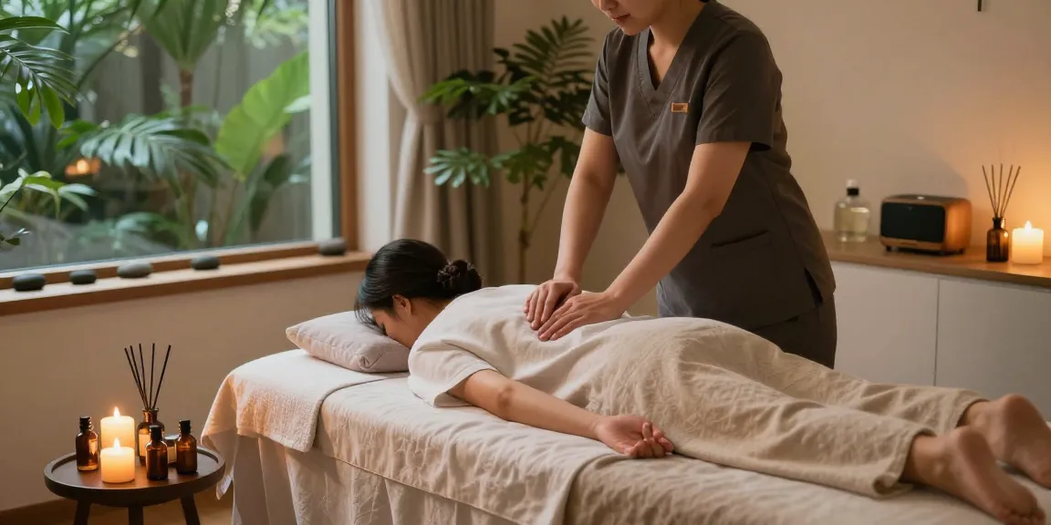 Relaxing 의정부출장마사지 session with professional therapist in serene atmosphere.