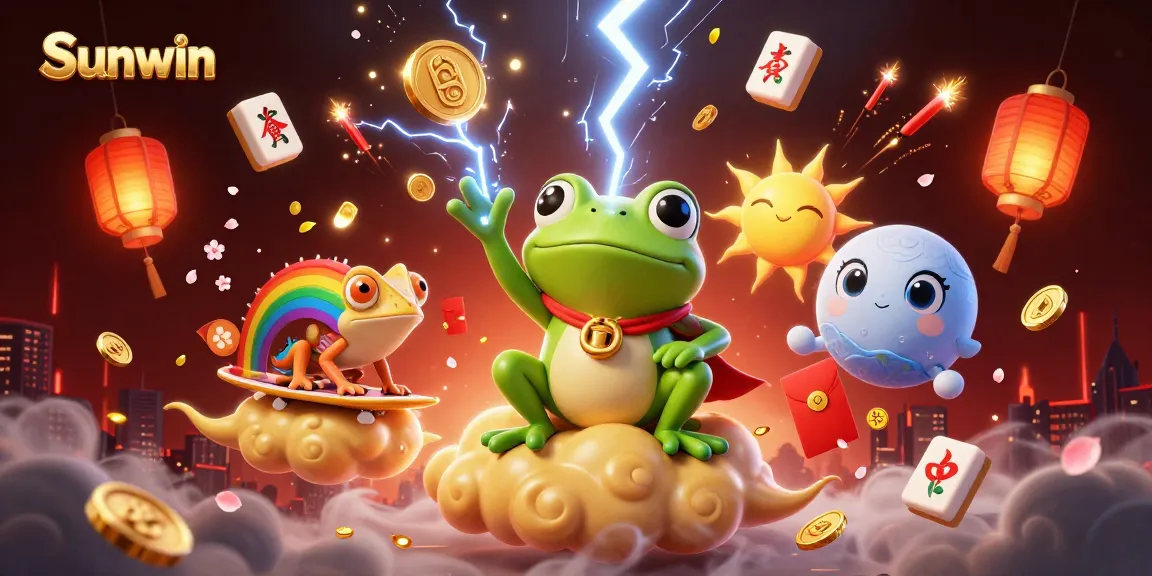 Win big with Sunwin in an enchanting 3D casino world filled with gold coins and colorful game elements.