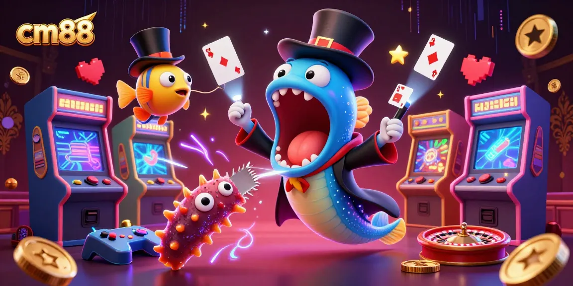 Experience cm88 with thrilling casino magic and vibrant gaming elements in a 3D illustration.