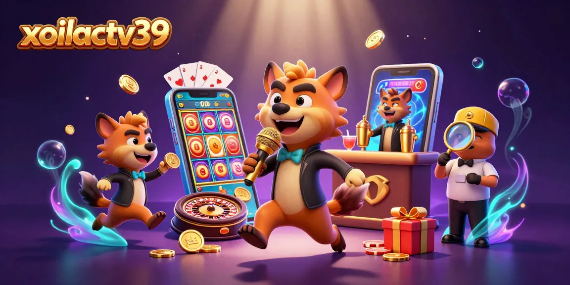 Experience exciting casino moments with xoilactv39's hyena characters in a vibrant scene.