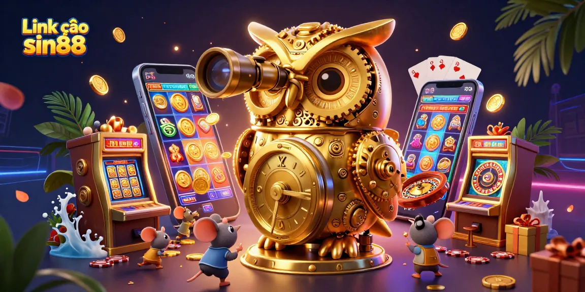Experience thrilling gameplay with Link vào sin88 featuring vibrant golden owl and casino games.