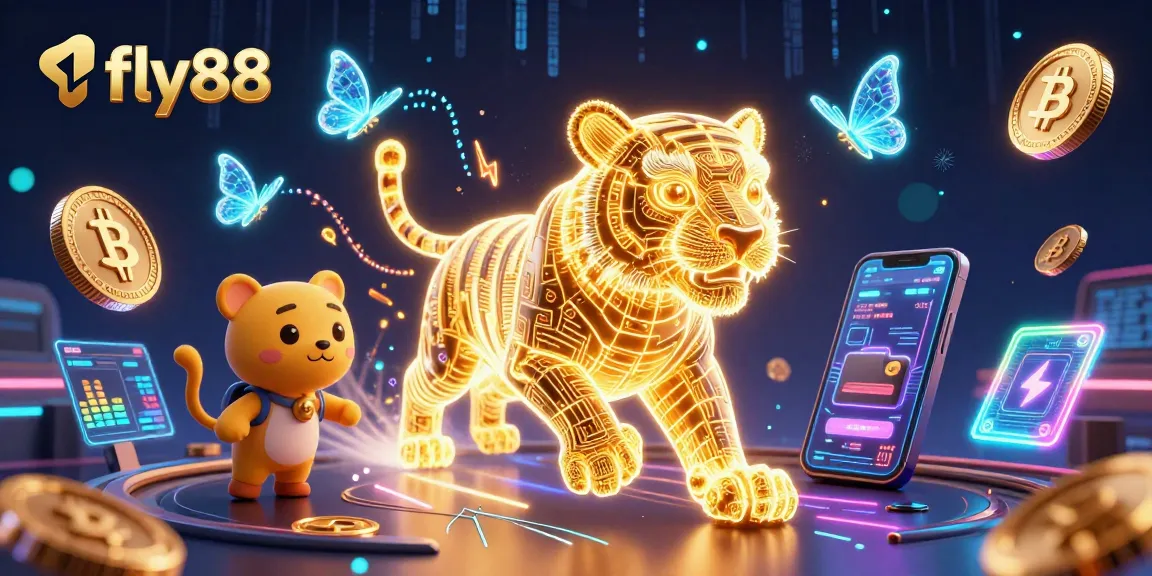 Experience thrilling gameplay at fly88 with a golden tiger in a vibrant digital casino.
