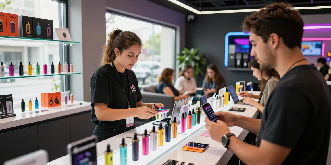Top disposable vapes shop in USA featuring vibrant products and customer interactions