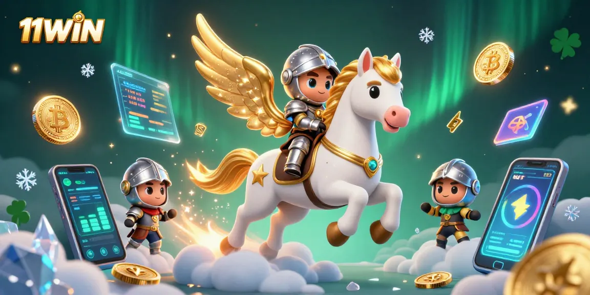 Experience dynamic fun with 11WIN, featuring a celestial horse and vibrant crypto themes.