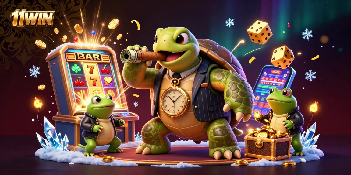 Experience thrilling wins with 11WIN's vibrant casino scene featuring playful characters and exciting games.