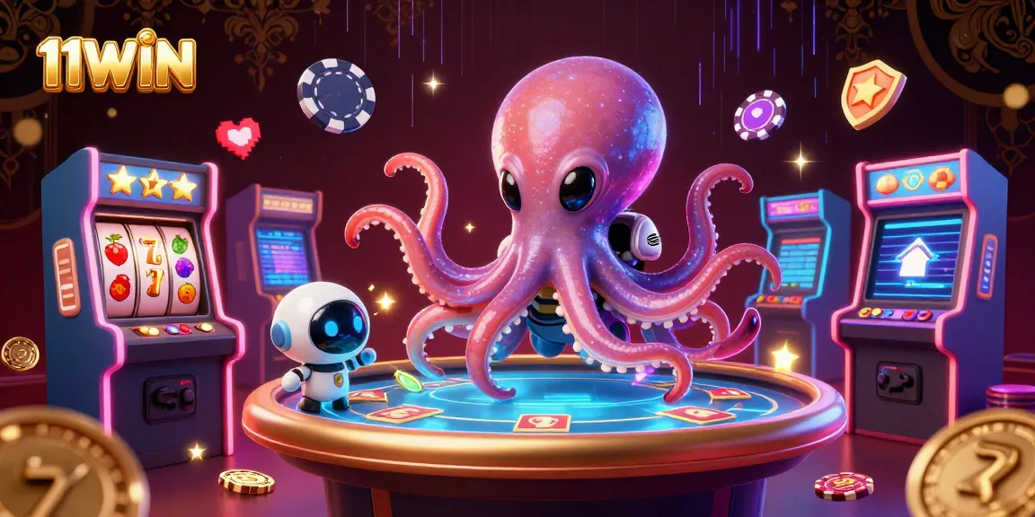Engage with the thrilling 11WIN alien octopus at a holographic poker table surrounded by a cosmic casino!