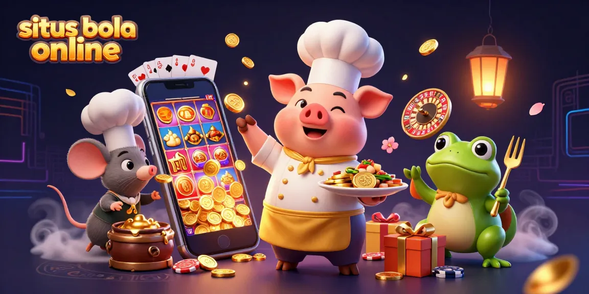 Experience exciting bets with situs bola online in a vibrant 3D casino scene featuring gold coins and gaming elements.